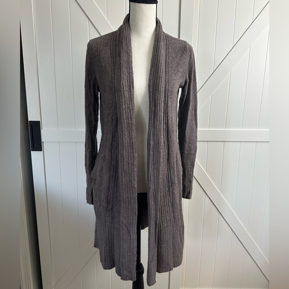 Barefoot Dreams CozyChic Lite Catalina Cardigan XS Petite Gray Open Sweater